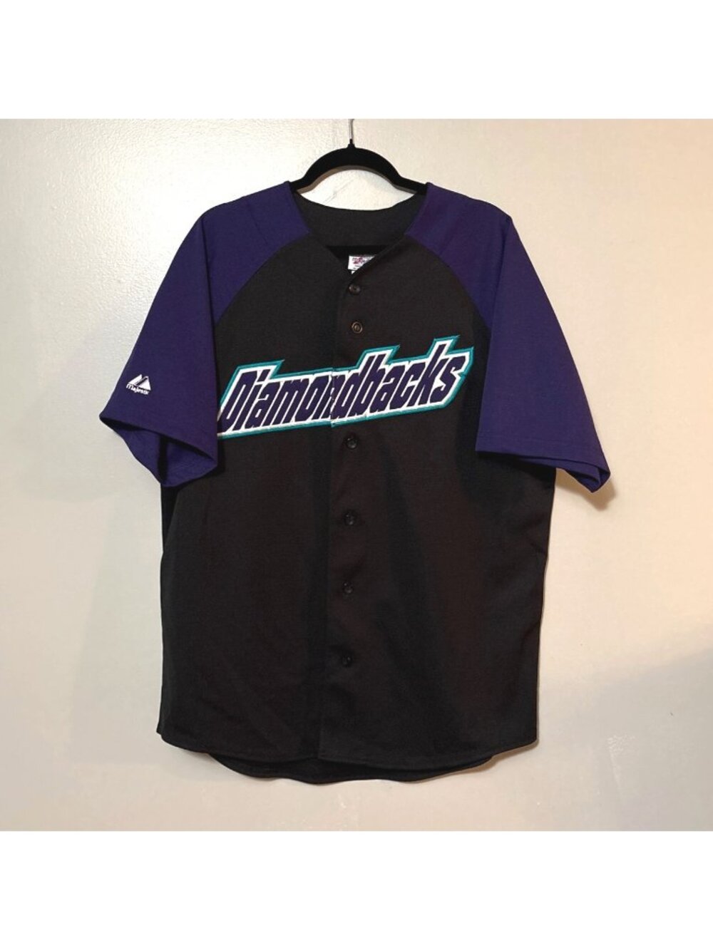 Arizona Diamondbacks Majestic Button-Up Jersey Black & Purple Size L‎